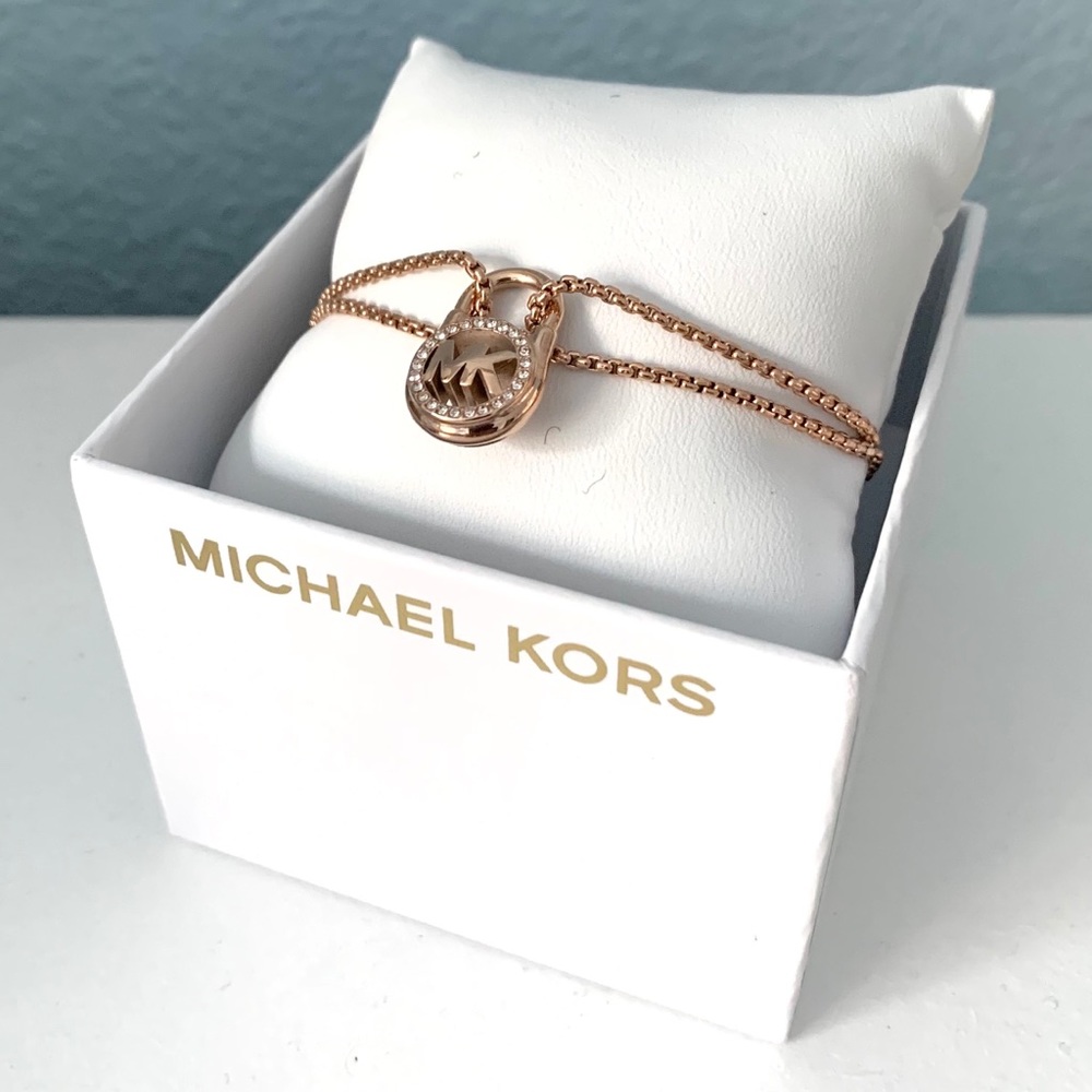 NWT MK 14k rosegold plated slider bracelet